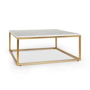 Besoa White Pearl II, konferenčný stolík, 81, 5x35x81, 5cm (ŠxVxH), mramorový vzhľad, zlatý/biely vyobraziť