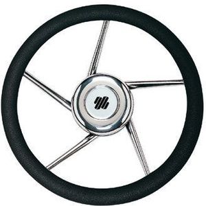 Ultraflex V01 Steering Wheel Stainless 350 PU - Black vyobraziť