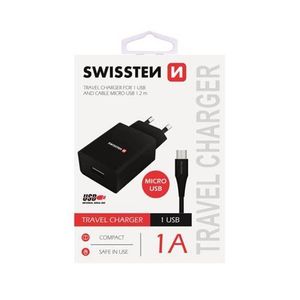 Nabíjačka Swissten SMART IC POWER 1A 5W + Kábel MicroUSB 1.2m Čierna vyobraziť