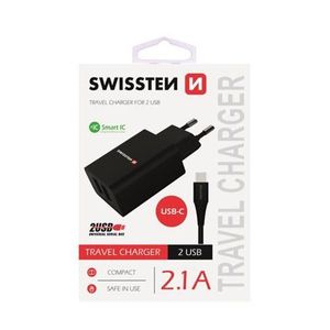 Nabíjačka Swissten SMART IC POWER 2.1A 10W + Kábel USB-C 1.2m Čierna vyobraziť