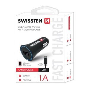 Autonabíjačka Swissten CL USB 1A + Kábel MicroUSB 1.5m Čierna vyobraziť