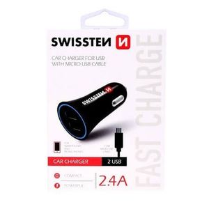 Autonabíjačka Swissten 2xUSB 2.4A + Kábel USB-C 1.2m Čierna vyobraziť