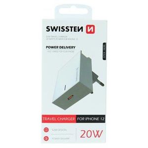 Nabíjací adaptér Swissten Power Delivery 20W pre iPhone USB-C Čierny vyobraziť