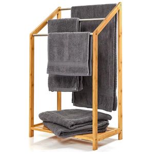 Blumfeldt Vešiak uteráky, 3 kovové tyčky uteráky, 51x86x31cm, schodíkový dizajn, bambus vyobraziť