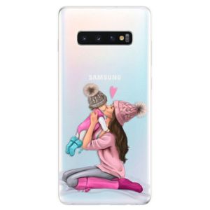 Odolné silikonové pouzdro iSaprio - Kissing Mom - Brunette and Girl - Samsung Galaxy S10+ vyobraziť