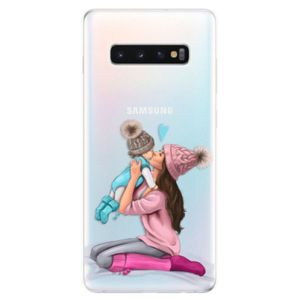 Odolné silikonové pouzdro iSaprio - Kissing Mom - Brunette and Boy - Samsung Galaxy S10+ vyobraziť
