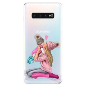 Odolné silikonové pouzdro iSaprio - Kissing Mom - Blond and Girl - Samsung Galaxy S10+ vyobraziť