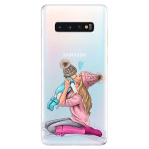 Odolné silikonové pouzdro iSaprio - Kissing Mom - Blond and Boy - Samsung Galaxy S10+ vyobraziť