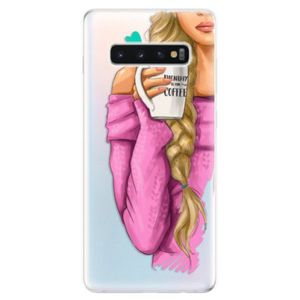 Odolné silikonové pouzdro iSaprio - My Coffe and Blond Girl - Samsung Galaxy S10+ vyobraziť