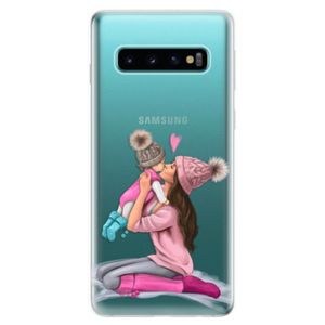 Odolné silikonové pouzdro iSaprio - Kissing Mom - Brunette and Girl - Samsung Galaxy S10 vyobraziť