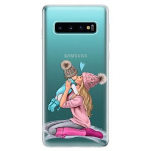 Odolné silikonové pouzdro iSaprio - Kissing Mom - Blond and Boy - Samsung Galaxy S10 vyobraziť