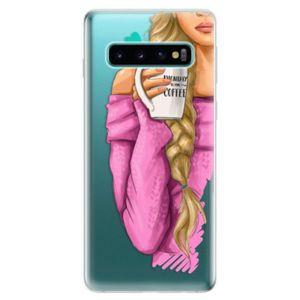 Odolné silikonové pouzdro iSaprio - My Coffe and Blond Girl - Samsung Galaxy S10 vyobraziť