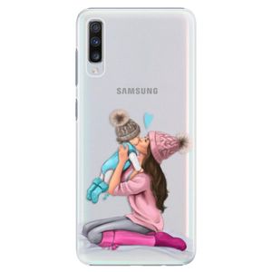 Plastové puzdro iSaprio - Kissing Mom - Brunette and Boy - Samsung Galaxy A70 vyobraziť