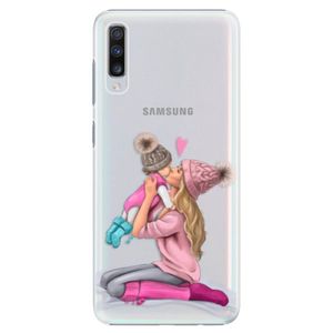 Plastové puzdro iSaprio - Kissing Mom - Blond and Girl - Samsung Galaxy A70 vyobraziť