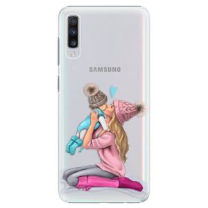 Plastové puzdro iSaprio - Kissing Mom - Blond and Boy - Samsung Galaxy A70 vyobraziť