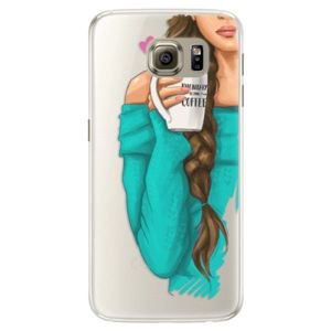 Silikónové puzdro iSaprio - My Coffe and Brunette Girl - Samsung Galaxy S6 Edge vyobraziť