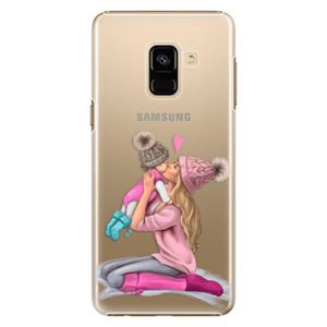 Plastové puzdro iSaprio - Kissing Mom - Blond and Girl - Samsung Galaxy A8 2018 vyobraziť