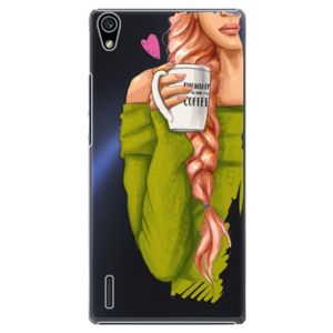 Plastové puzdro iSaprio - My Coffe and Redhead Girl - Huawei Ascend P7 vyobraziť