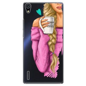 Plastové puzdro iSaprio - My Coffe and Blond Girl - Huawei Ascend P7 vyobraziť