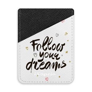 Pouzdro na kreditní karty iSaprio - Follow Your Dreams - black - tmavá nalepovací kapsa vyobraziť