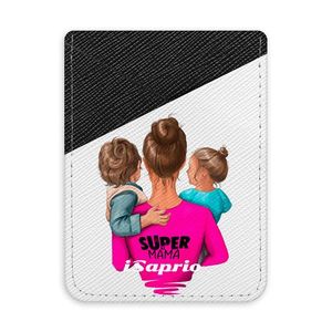 Pouzdro na kreditní karty iSaprio - Super Mama - Boy and Girl - tmavá nalepovací kapsa vyobraziť