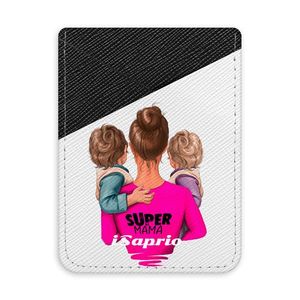 Pouzdro na kreditní karty iSaprio - Super Mama - Two Boys - tmavá nalepovací kapsa vyobraziť