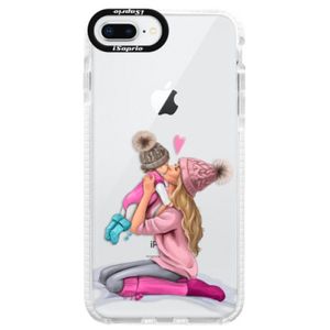 Silikónové púzdro Bumper iSaprio - Kissing Mom - Blond and Girl - iPhone 8 Plus vyobraziť
