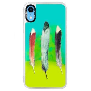 Neónové puzdro Blue iSaprio - Three Feathers - iPhone XR vyobraziť