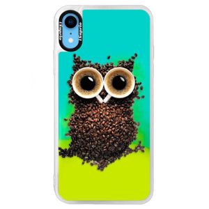 Neónové puzdro Blue iSaprio - Owl And Coffee - iPhone XR vyobraziť