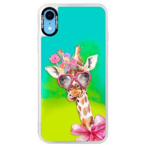 Neónové puzdro Blue iSaprio - Lady Giraffe - iPhone XR vyobraziť