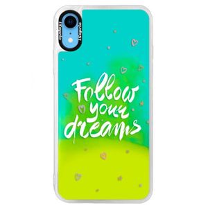 Neónové puzdro Blue iSaprio - Follow Your Dreams - white - iPhone XR vyobraziť