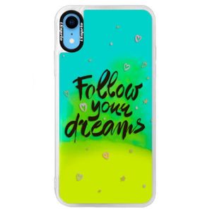 Neónové puzdro Blue iSaprio - Follow Your Dreams - black - iPhone XR vyobraziť