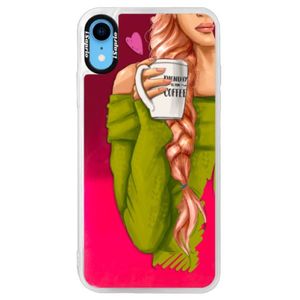 Neónové púzdro Pink iSaprio - My Coffe and Redhead Girl - iPhone XR vyobraziť