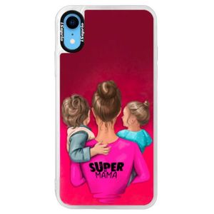 Neónové púzdro Pink iSaprio - Super Mama - Boy and Girl - iPhone XR vyobraziť