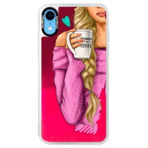 Neónové púzdro Pink iSaprio - My Coffe and Blond Girl - iPhone XR vyobraziť