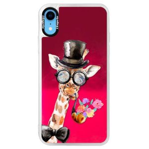Neónové púzdro Pink iSaprio - Sir Giraffe - iPhone XR vyobraziť