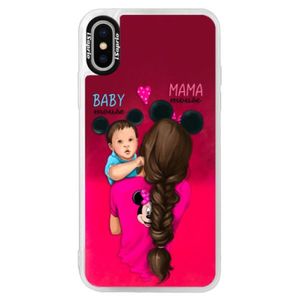 Neónové púzdro Pink iSaprio - Mama Mouse Brunette and Boy - iPhone XS vyobraziť