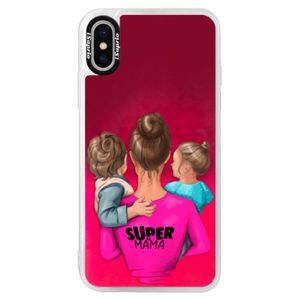 Neónové púzdro Pink iSaprio - Super Mama - Boy and Girl - iPhone XS vyobraziť
