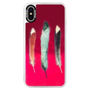 Neónové púzdro Pink iSaprio - Three Feathers - iPhone XS vyobraziť