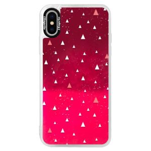 Neónové púzdro Pink iSaprio - Abstract Triangles 02 - white - iPhone XS vyobraziť