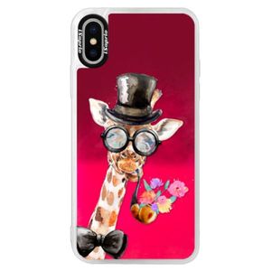 Neónové púzdro Pink iSaprio - Sir Giraffe - iPhone XS vyobraziť