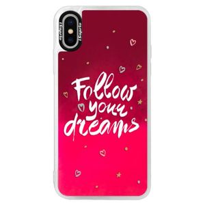 Neónové púzdro Pink iSaprio - Follow Your Dreams - white - iPhone XS vyobraziť