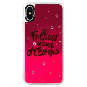 Neónové púzdro Pink iSaprio - Follow Your Dreams - black - iPhone XS vyobraziť