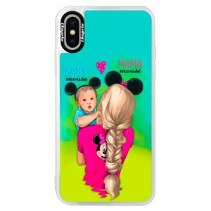 Neónové puzdro Blue iSaprio - Mama Mouse Blonde and Boy - iPhone X vyobraziť
