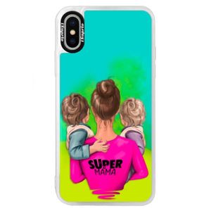 Neónové puzdro Blue iSaprio - Super Mama - Two Boys - iPhone X vyobraziť