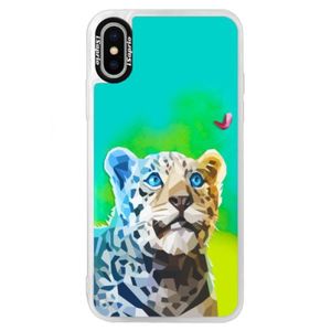 Neónové puzdro Blue iSaprio - Leopard With Butterfly - iPhone X vyobraziť