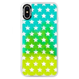 Neónové puzdro Blue iSaprio - Stars Pattern - white - iPhone X vyobraziť
