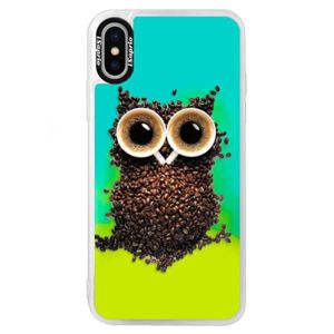 Neónové puzdro Blue iSaprio - Owl And Coffee - iPhone X vyobraziť
