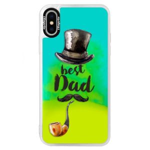 Neónové puzdro Blue iSaprio - Best Dad - iPhone X vyobraziť