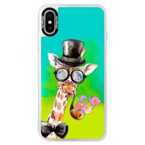 Neónové puzdro Blue iSaprio - Sir Giraffe - iPhone X vyobraziť